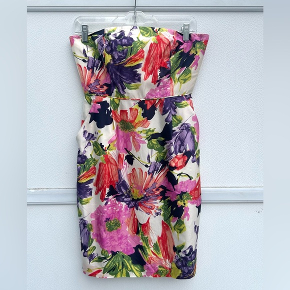J.Crew Dress 100% Silk Strapless Floral Cocktail Party Sz 4 Chic Classy Pockets - Picture 5 of 13